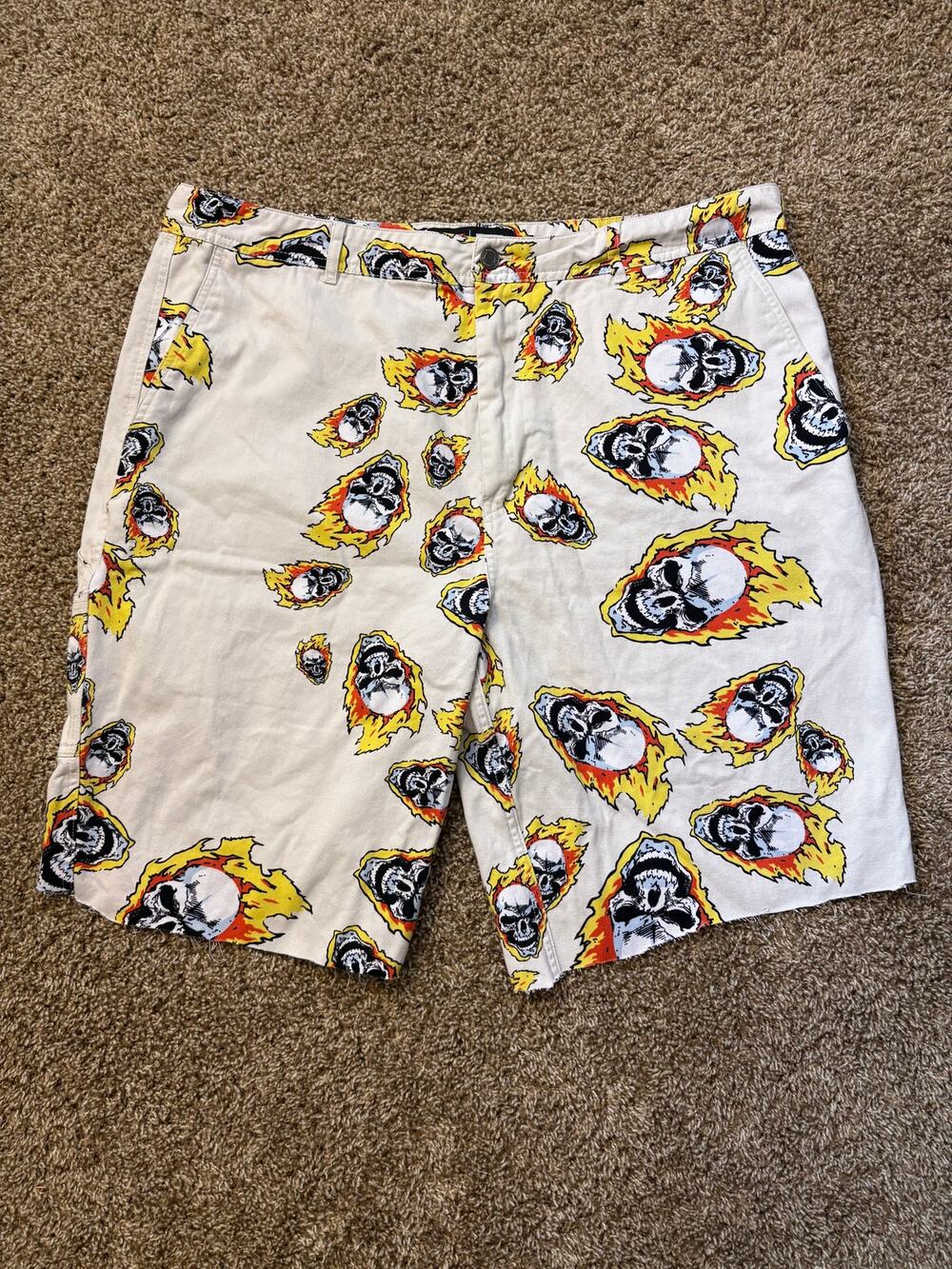 HUF x Marvel Ghost Rider Painter Cut Off Shorts Mens Size 38 (Originally Pants)
